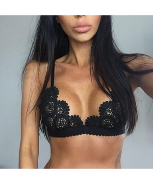 Bras Women Sexy Lingerie Bra-Lelili Strap Push Up Deep V Ultrathin Underwire Padded Floral Lace Brassiere Bra - Black-2 - CH1...