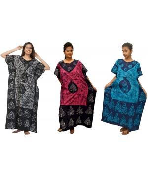 Nightgowns & Sleepshirts Cotton Caftan/Kaftan Combo 3 Dress Long Maxi Gown Beach Cover Up One Size - Combo-114 - C118O2GWN3K