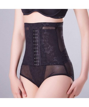 Shapewear Women Waist Trainer Bodysuit Tummy Control Corset High Waist Shapewear Underwear Pant (Black- XXL) - Black - C218XT...