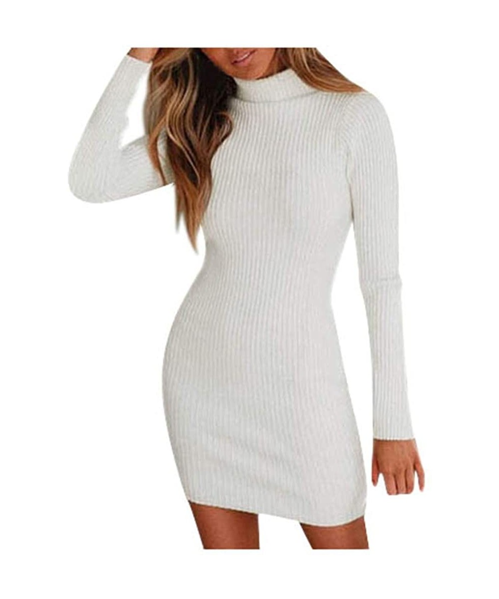 Thermal Underwear Women Holiday Style Sexy Solid Long Sleeve Casual Mini Dress - White - CF193IZWUDS