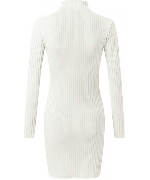 Thermal Underwear Women Holiday Style Sexy Solid Long Sleeve Casual Mini Dress - White - CF193IZWUDS