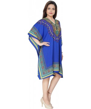 Nightgowns & Sleepshirts Women's Poly Microfiber Short Caftan Aida One Size - Blue - CZ18WRGK0HD