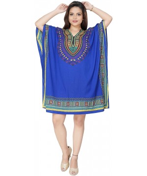 Nightgowns & Sleepshirts Women's Poly Microfiber Short Caftan Aida One Size - Blue - CZ18WRGK0HD