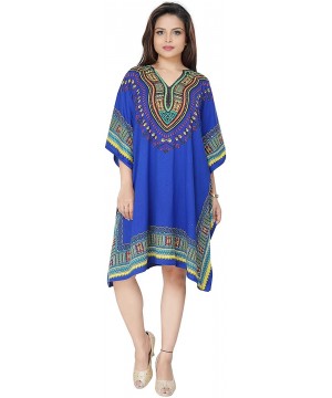 Nightgowns & Sleepshirts Women's Poly Microfiber Short Caftan Aida One Size - Blue - CZ18WRGK0HD