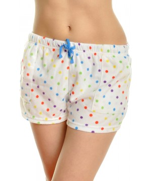 Sets Women's Cozy Fleece Pajama Shorts with Free Mystery Tank TOP - White With Rainbow Dot - CJ12N7EL7XJ