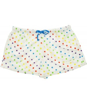 Sets Women's Cozy Fleece Pajama Shorts with Free Mystery Tank TOP - White With Rainbow Dot - CJ12N7EL7XJ