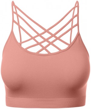 Shapewear Women's Novelty Bras Seamless Triple Criss-Cross Front Bralette Sports Bra - 102-ash Rose - CT18ETTYX0I