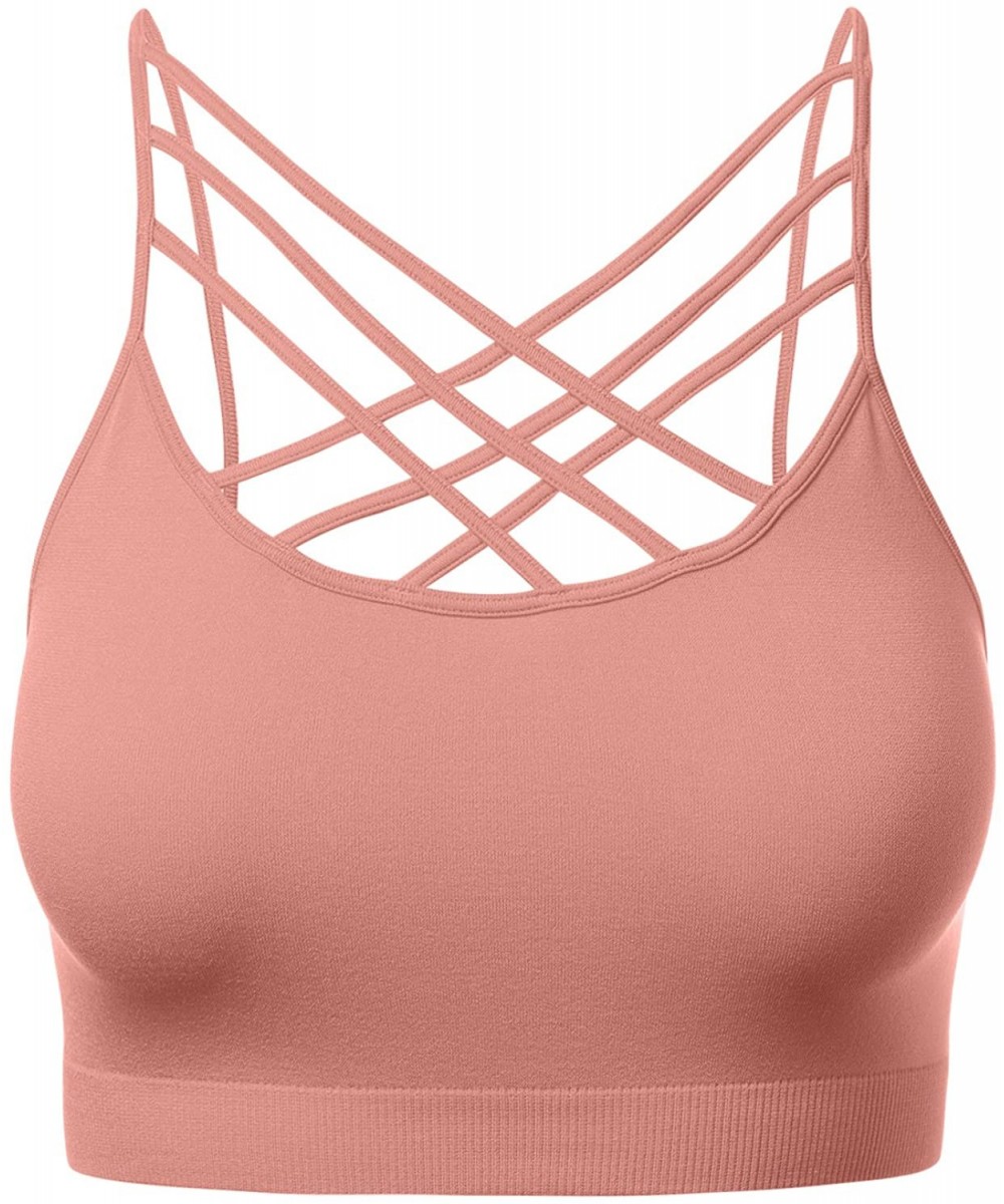 Shapewear Women's Novelty Bras Seamless Triple Criss-Cross Front Bralette Sports Bra - 102-ash Rose - CT18ETTYX0I