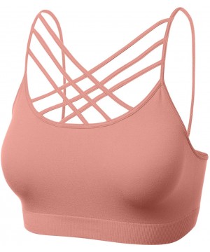 Shapewear Women's Novelty Bras Seamless Triple Criss-Cross Front Bralette Sports Bra - 102-ash Rose - CT18ETTYX0I