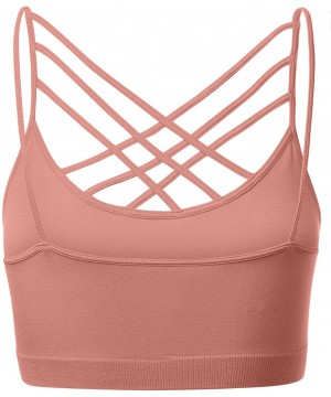 Shapewear Women's Novelty Bras Seamless Triple Criss-Cross Front Bralette Sports Bra - 102-ash Rose - CT18ETTYX0I