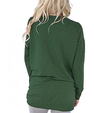 Thermal Underwear Cat Mom Women's Tops-Long Sleeve Letter Cat Print Pocket Round Neck Sweatshirt - A-green - CG193Z3XDDI