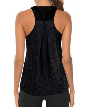 Thermal Underwear Women Workout Tops Mesh Racerback Tank Yoga Shirts Gym Clothes - A-black - CB190ZYDQ36