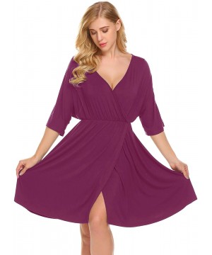 Nightgowns & Sleepshirts Women's Maternity Dress Nursing Nightgown for Breastfeeding Nightshirt Sleepwear - 8856_wineberry - ...