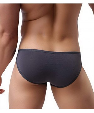 Briefs Men's Bikini Underwear Waist Lock Link Design Sexy Briefs Multi Pack - Dark Gray-blue-white - CU18YGC08T0