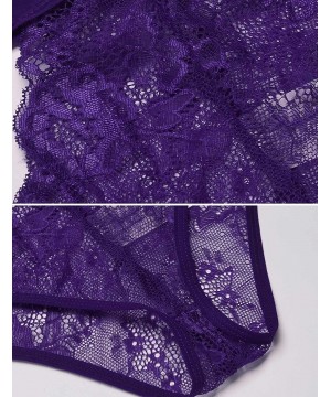 Baby Dolls & Chemises Lingerie for Women Lace Bralette and Panty Set Sexy 2 Piece Outfits Underwear - Purple2 - CT18DON8ZND