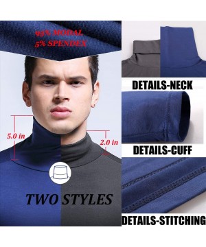 Thermal Underwear Men's Lightweight Thermal Shirts Modal Base Layer Turtleneck Long Sleeve Pullover Tops - Blue - CV18KZNUZ5G