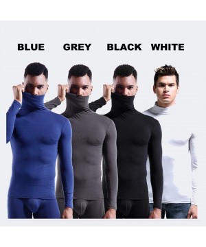 Thermal Underwear Men's Lightweight Thermal Shirts Modal Base Layer Turtleneck Long Sleeve Pullover Tops - Blue - CV18KZNUZ5G