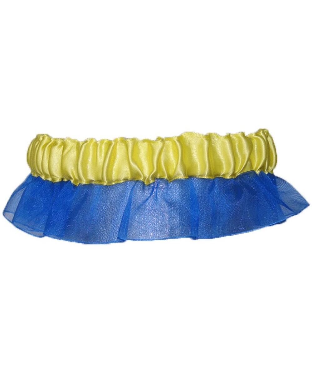 Garters & Garter Belts Scarlett Satin and Organza Garter- Royal/Lemon - Royal/Lemon - C7125Q7HATB