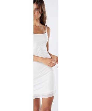 Slips Womens Georgette-Ruffle Microfibre Slip - Ivory - 2127 - Powder White - CQ17XWDKE0S