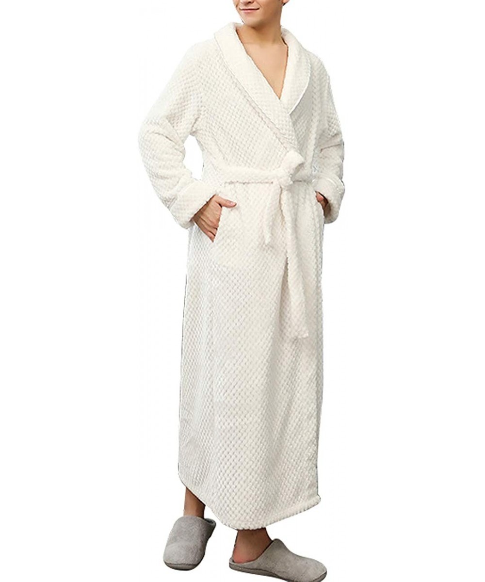 Robes Women Man Couple Bathrobe Full Length Plush Soft Fleece Sleepwear Robes - Style 3 White - C818Q2SXTKK