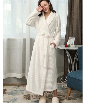 Robes Women Man Couple Bathrobe Full Length Plush Soft Fleece Sleepwear Robes - Style 3 White - C818Q2SXTKK