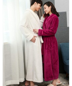 Robes Women Man Couple Bathrobe Full Length Plush Soft Fleece Sleepwear Robes - Style 3 White - C818Q2SXTKK