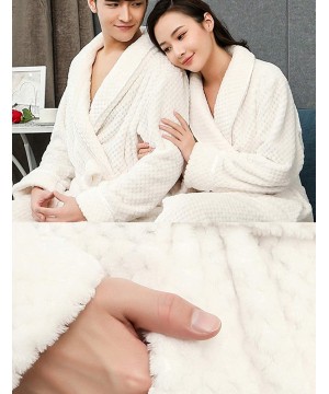 Robes Women Man Couple Bathrobe Full Length Plush Soft Fleece Sleepwear Robes - Style 3 White - C818Q2SXTKK