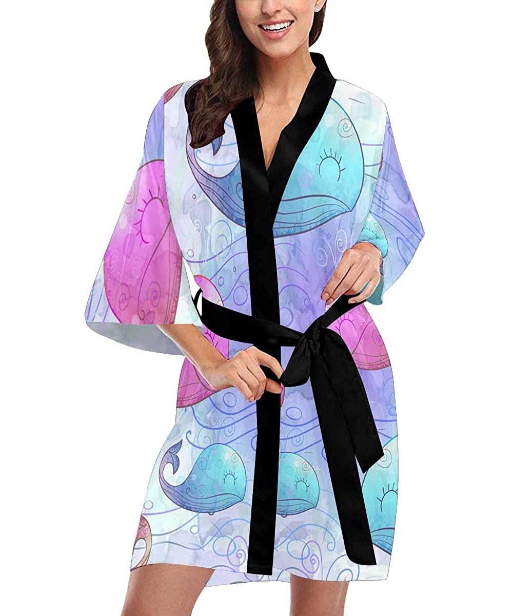 Robes Custom Retro Cartoon Cactuses Cacti Women Kimono Robes Beach Cover Up for Parties Wedding (XS-2XL) - Multi 4 - CQ194TDXY43