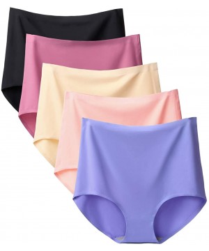 Panties 5 Pack Women's Invisible Seamless Hipster Panties No Show High Waist Ladies Bikini Panties - 5 Colors - CZ1925U0NAK