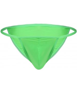 Briefs Mens Low Rise Stretch Bulge Pouch Tanga Semi See-Through Bikini Briefs Underwear - Green - C418E9S2I0D