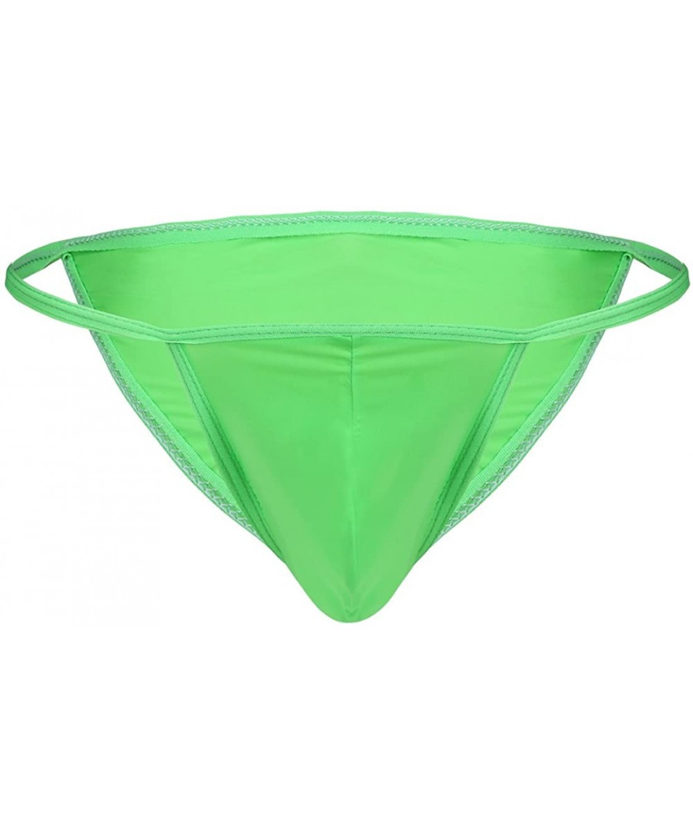 Briefs Mens Low Rise Stretch Bulge Pouch Tanga Semi See-Through Bikini Briefs Underwear - Green - C418E9S2I0D