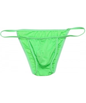 Briefs Mens Low Rise Stretch Bulge Pouch Tanga Semi See-Through Bikini Briefs Underwear - Green - C418E9S2I0D