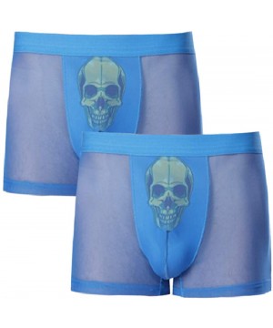 Boxer Briefs Men's 2 Pack Set Underwear Soft See-Through Skull Tiger Sexy Mesh Breathable Boxer Briefs - 04-blue - CU18A2XQT8W