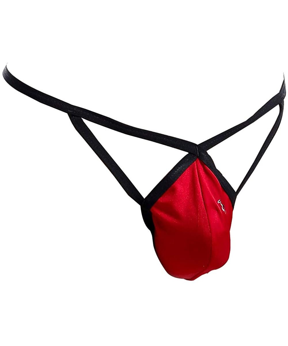 G-Strings & Thongs G-String Front Cut Design Mens Micro Pouch String Underwear - Red - CM19E7E54CQ