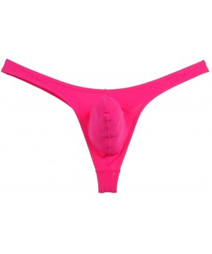 G-Strings & Thongs 6PCS/Lot Men's Solid Thong Spandex Bikini T-Back Underwear - Pink - CM194CAMW6I