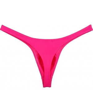 G-Strings & Thongs 6PCS/Lot Men's Solid Thong Spandex Bikini T-Back Underwear - Pink - CM194CAMW6I