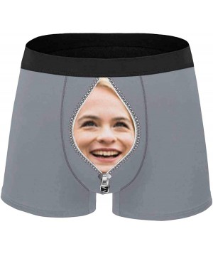 Boxer Briefs Custom Men's Funny Face Boxer Shorts Men's Custom Face Boxers Briefs Open Zipper on Black - Type8 - C619D5W9SO2