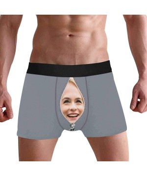 Boxer Briefs Custom Men's Funny Face Boxer Shorts Men's Custom Face Boxers Briefs Open Zipper on Black - Type8 - C619D5W9SO2