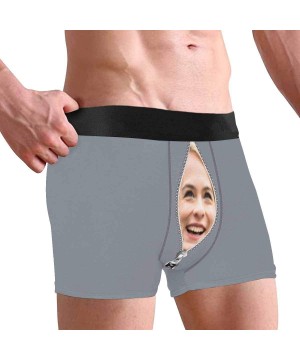 Boxer Briefs Custom Men's Funny Face Boxer Shorts Men's Custom Face Boxers Briefs Open Zipper on Black - Type8 - C619D5W9SO2