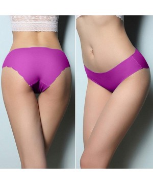 Panties Women Invisible Hipster Panties Soft Seamless Laser Cut Brief Underwear - Purple - CU193TEMQDK