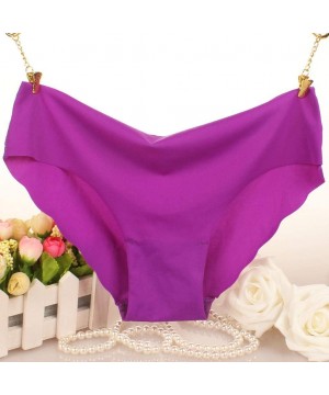 Panties Women Invisible Hipster Panties Soft Seamless Laser Cut Brief Underwear - Purple - CU193TEMQDK