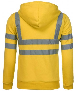 Thermal Underwear Mens Visibility Hoodie Road Work High Pullover Reflective Strip Sweatshirt Coat - A-yellow - CL18A2NYT4E