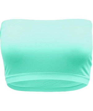 Camisoles & Tanks Women's Seamless Strapless No Wire No Pad Bandeau Crop Tube Bra Top - Mint - CH18SAQW0HZ