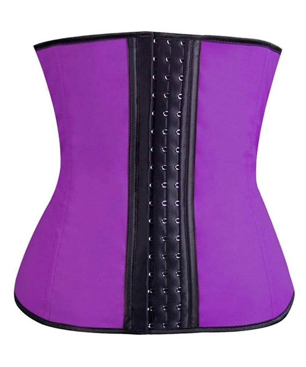 Bustiers & Corsets Women Plus Size Waist Corset Rubber Top Corset Steel Boned-C601 - Purple - C9190OR6IKA