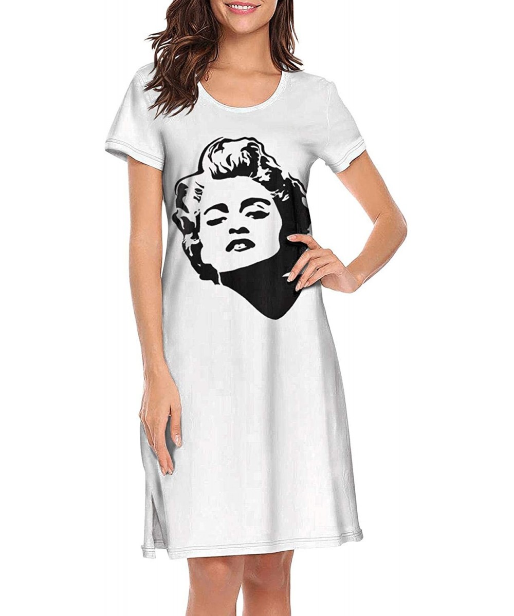 Nightgowns & Sleepshirts Keep-Calm-and-Hate-Madonna- Sexy Nightgowns Long Nightdress Sleepshirts Pajamas for Women Men - Whit...