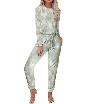 Sets Women Homwear Jogging Pants Trousers Tie-Dyed Casual Long/Short-Sleeve Pajamas PJ Set - 16 - CY19D0X475Q