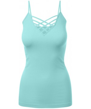 Camisoles & Tanks Women's Lattice Front Seamless Cami with Adjustable Strap Tops - 115-ashmint - CD18DRMZ594