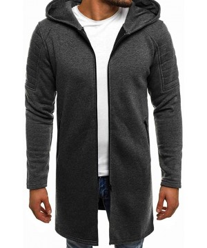 Thermal Underwear Mens Casual Hooded Cardigan Zip Front Turn-Down Collar Solid Slim Fit Long Coat Outwear for Autumn Winter -...