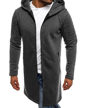 Thermal Underwear Mens Casual Hooded Cardigan Zip Front Turn-Down Collar Solid Slim Fit Long Coat Outwear for Autumn Winter -...