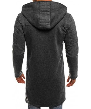 Thermal Underwear Mens Casual Hooded Cardigan Zip Front Turn-Down Collar Solid Slim Fit Long Coat Outwear for Autumn Winter -...